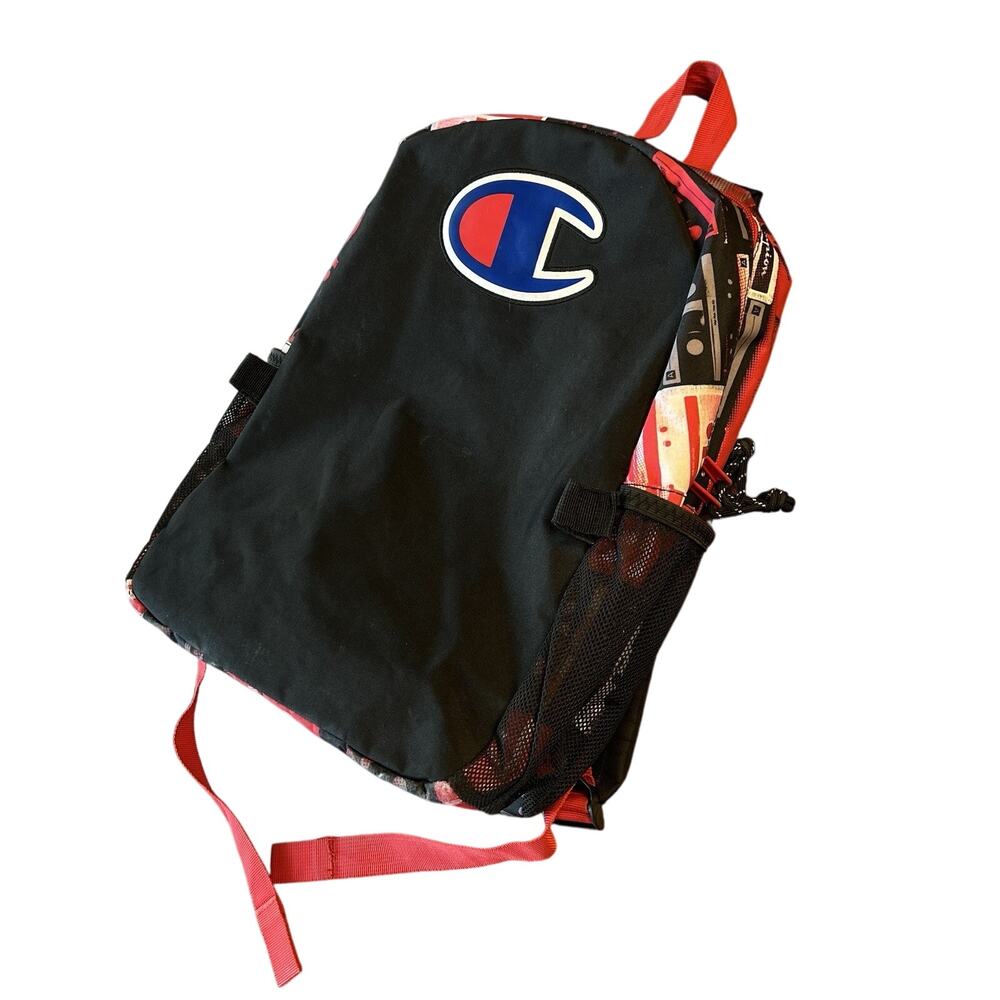 Champion Backpack with Big Logo Large Black Red Bag Boys